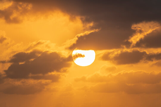 Rising Sun On Orange Sky