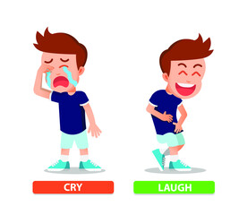 boy with crying and laughing expression