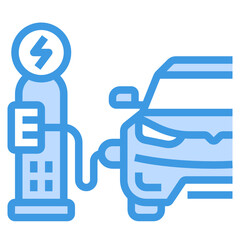 Electric Charging Station blue line icon