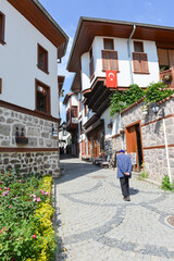 A view from historical houses and the street in the Citadel of Ankara - Ankara, Turkey