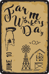 Fototapeta na wymiar Vintage sign Farm Workers Day