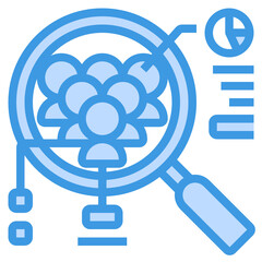 Market Research blue line icon