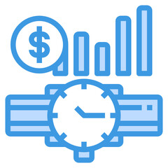 Time Management blue line icon