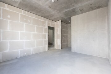 interior of the apartment without decoration in gray colors