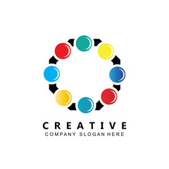 social network community molecular logo vector symbol