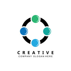 social network community molecular logo vector symbol