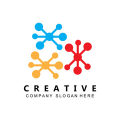 social network community molecular logo vector symbol