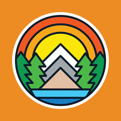 Mountain nature adventure wild colorful sunrise graphic illustration vector art t-shirt design