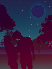 Obraz premium Una noche de amor en el campo de la ciudad