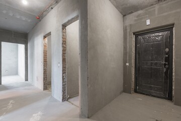 interior of the apartment without decoration in gray colors