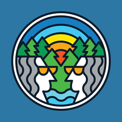 Mountain nature adventure wild colorful graphic illustration vector art t-shirt design