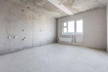 interior of the apartment without decoration in gray colors