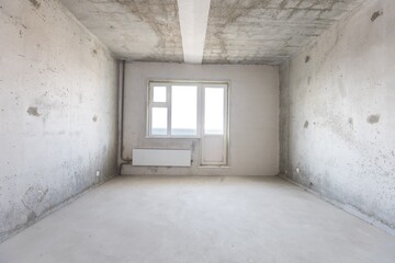 interior of the apartment without decoration in gray colors