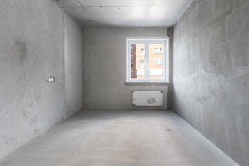 interior of the apartment without decoration in gray colors
