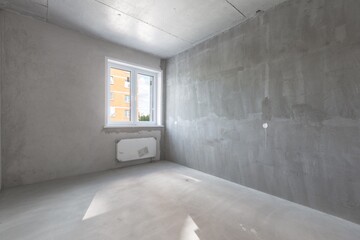 interior of the apartment without decoration in gray colors