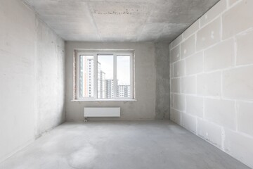 interior of the apartment without decoration in gray colors