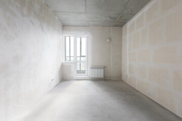 interior of the apartment without decoration in gray colors