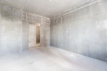interior of the apartment without decoration in gray colors