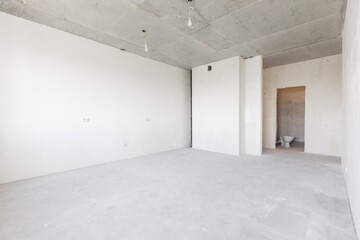 interior of the apartment without decoration in gray colors