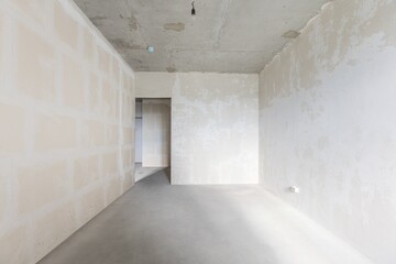 interior of the apartment without decoration in gray colors