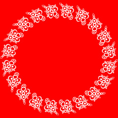 Frames of decorative ethnic elements on a square sheet, surreal, graphics