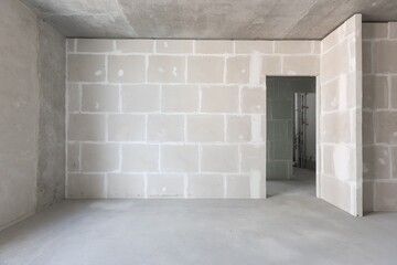 interior of the apartment without decoration in gray colors