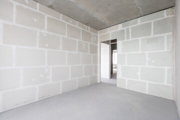 interior of the apartment without decoration in gray colors