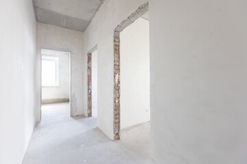 interior of the apartment without decoration in gray colors