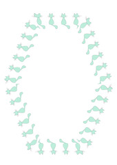 Frames of stylized cats on a white sheet of A4 format, surreal, graphics.