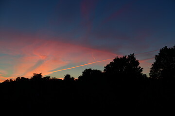 wonderful sunset with different colours in blue, orange and pink