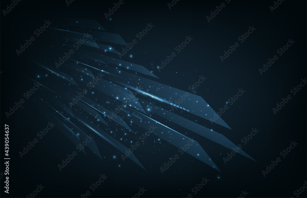 Fototapete rectangle speed technology concept.rectangle moving fast over dark blue background.technology backgr