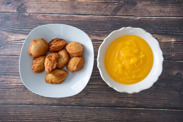 Nigerian Deep Fried Akara beancake served with Custard