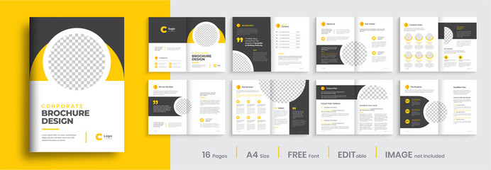 Business brochure template layout design, minimal multipage creative brochure template design, annual report, corporate company profile, editable template layout.