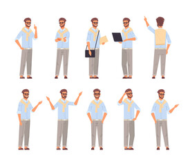 Obraz premium set businessman in different poses gesture emotions and body language concept