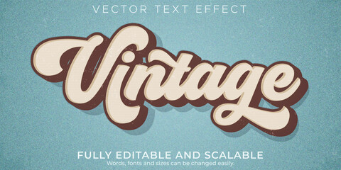 Vintage text effect, editable retro and old text style - obrazy, fototapety, plakaty