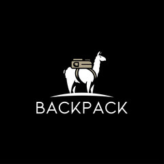 Cute cartoon lama backpack logo vector illustration © alexander 137