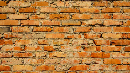 The background looks like a solid red brickwork. Concept of constructing buildings from natural environmentally friendly materials.