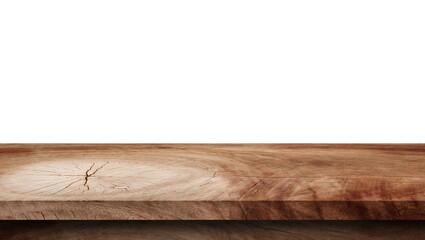 old wooden table on white background