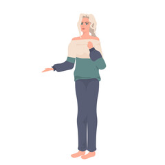 beautiful young woman in casual clothes female cartoon character standing pose