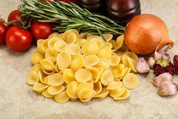 Raw Italian pasta - Orecchiette for cooking