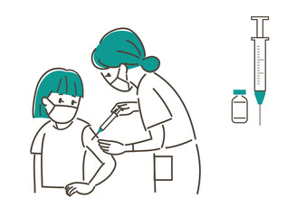 ワクチン接種を受ける人のイラスト素材　子供