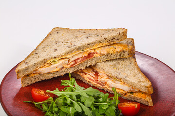 Sandwich with chicken breast and cheese