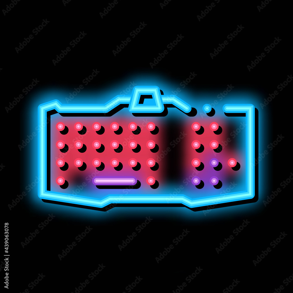Poster keyboard computer neon light sign vector. glowing bright icon keyboard computer sign. transparent sy