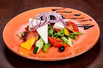 Traditional Greek salad with feta cheese