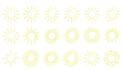 Set of icon, Sun, sunny icons collection. Weather icons. illustration Vector.