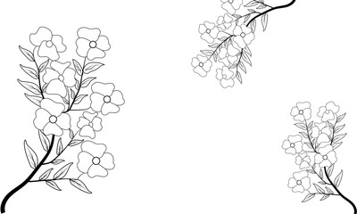 Flower Line Art Coloring Page Vector Illustration