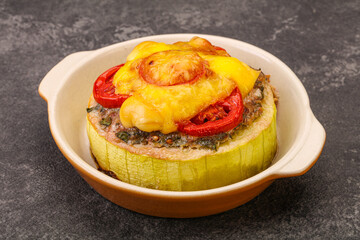 Baked stuffed zucchini with meat