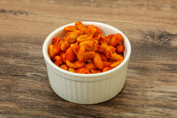 Chili peanut snack in the bowl