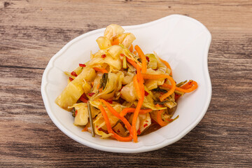 Spicy pickled cabbage with carrot
