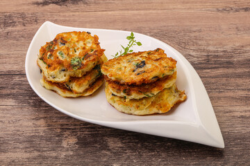Zucchini pancakes with herbs and spices